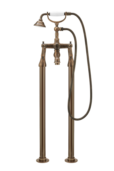 Bath Mixer On Pipe Stands - Porcelain