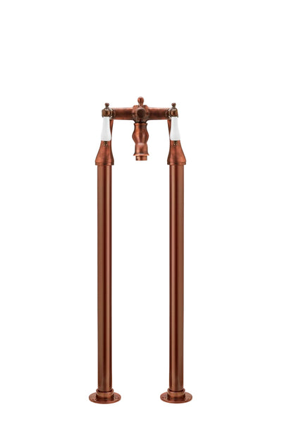 Bath Mixer On Pipe Stands - Porcelain