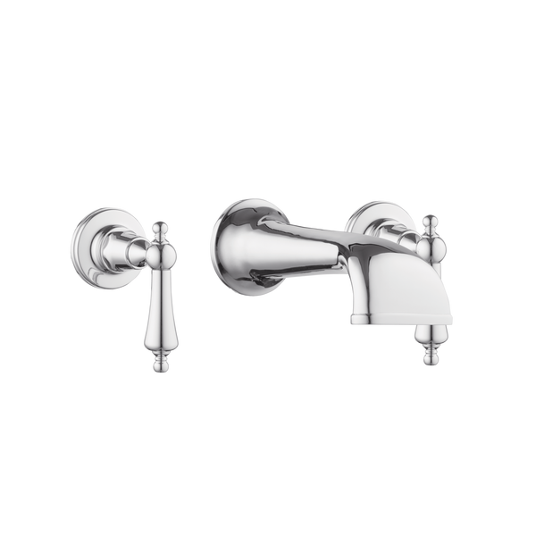 Heritage Bath Three Hole Set with Concealed Spout - Porcelain Levers
