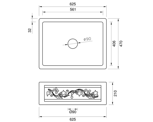 Copper Country Butler Sink 625 mm - Cyber Special !