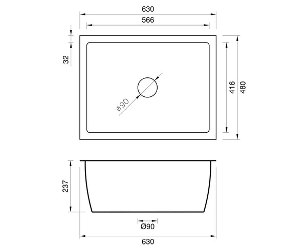 Copper Undermount Sink - Large