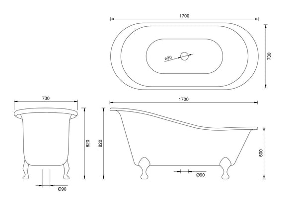 Copper Slipper Bath