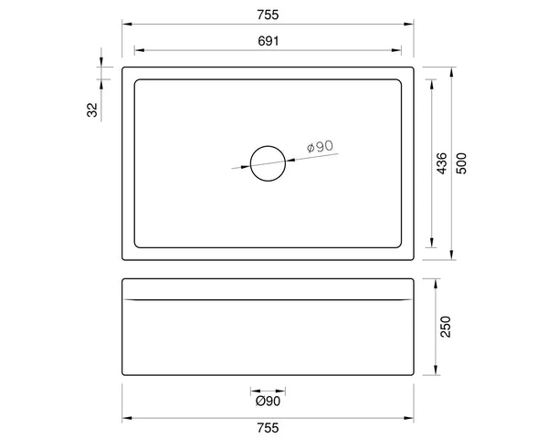 English Farmhouse sink - 733 * 500 * 250