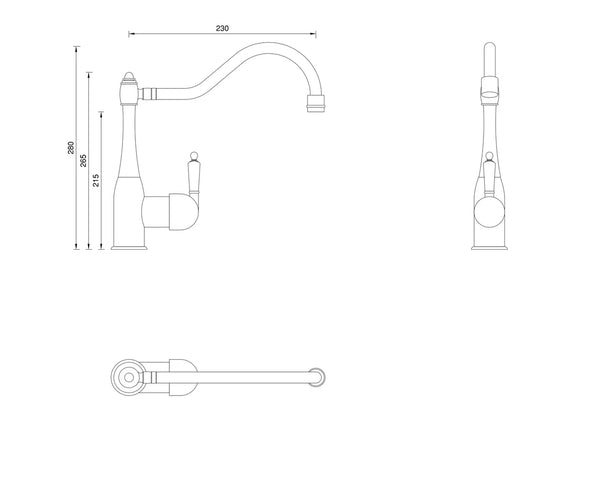 Traditional Kitchen Tap - Porcelain Lever