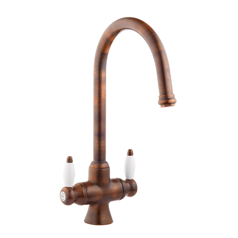 Frejuis - Porcelain Lever Sink Mixer - Antique Copper / Porcelain