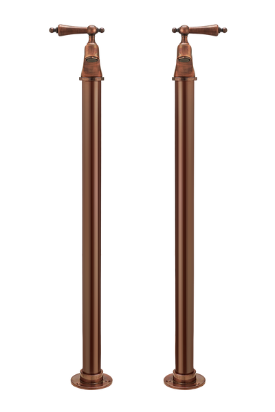 Bath Pillar Taps On Pipe Stands - Metal Lever