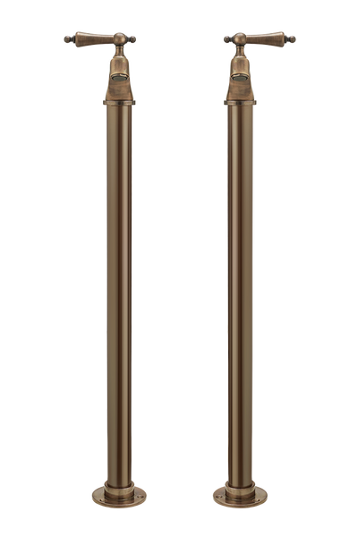 Bath Pillar Taps On Pipe Stands - Porcelain