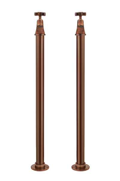 Bath Pillar Taps On Pipe Stands - Metal Lever