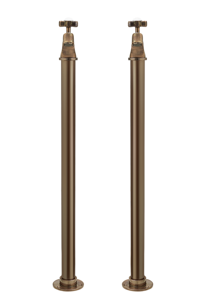 Bath Pillar Taps On Pipe Stands - Porcelain